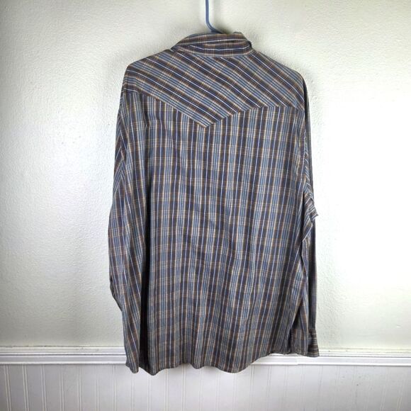 Men's Pendleton Brown Blue Snap Button Casual Plaid Frontier Shirt Size XXL - Picture 7 of 8